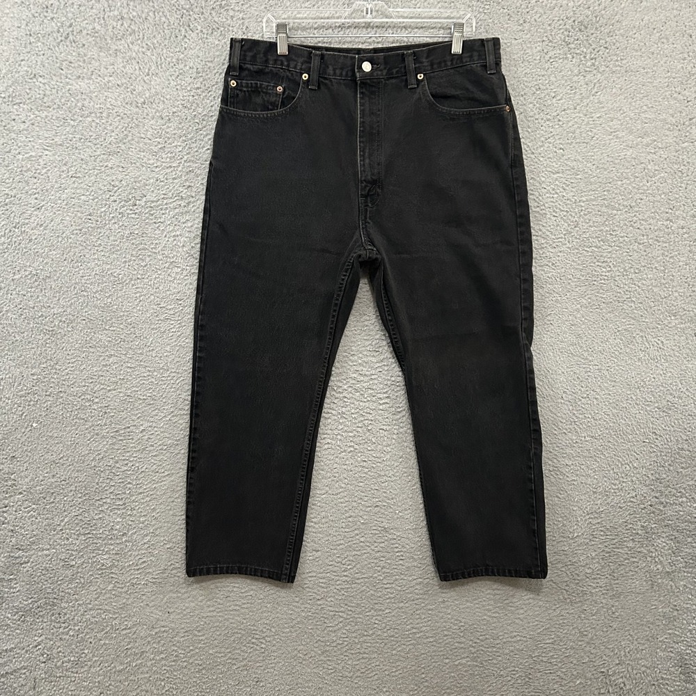 Vintage Levis Jeans Mens 38x30 Black Denim 505 Straight Leg Red Tab 90s Work